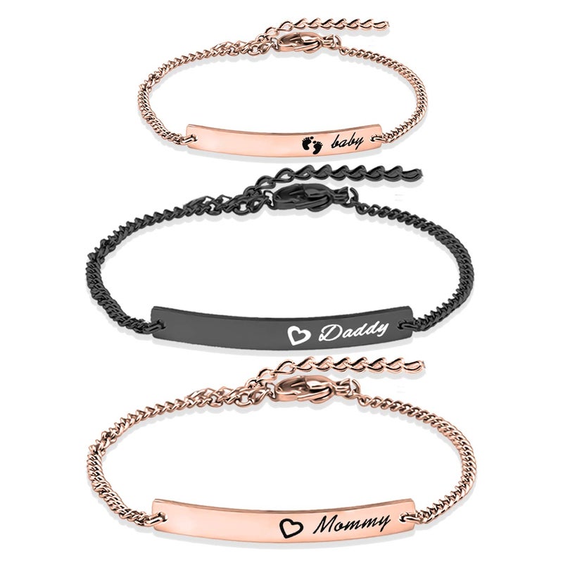 WUSUANED Sn&Daughe&Mommy Bracelet Baptism Bracelet Mom Family Bar Bracelet Set Gift for New Mom&Newborn - Image 1